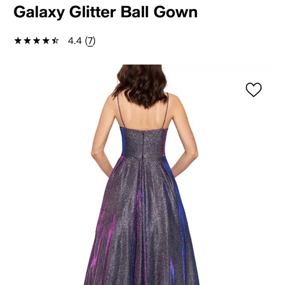 slim fit dress slacks Betsy & Adam Plus Size Galaxy Glitter Draped Gown - Pink/Gold